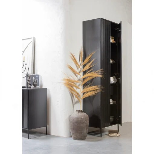new gravure hoge kast met lade grenen zwart (fsc) - Image 8