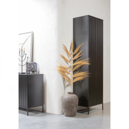 new gravure hoge kast met lade grenen zwart (fsc) - Image 2