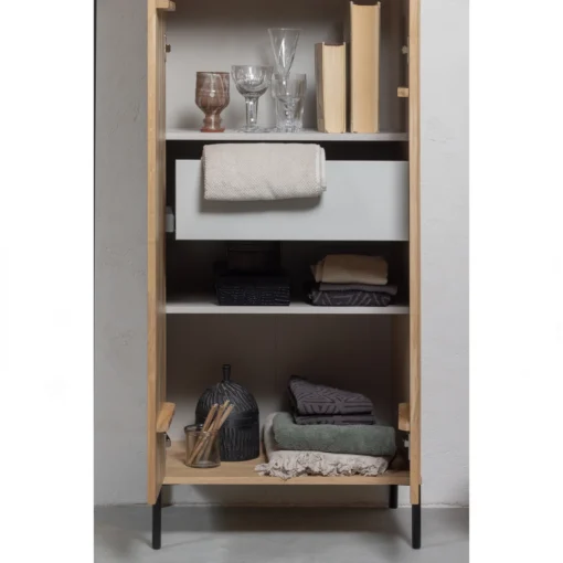 new gravure hoge kast met lade eiken blanke lak (fsc) - Image 4