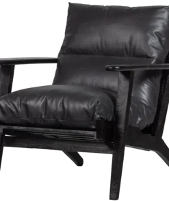 Houston fauteuil leer / hout zwart