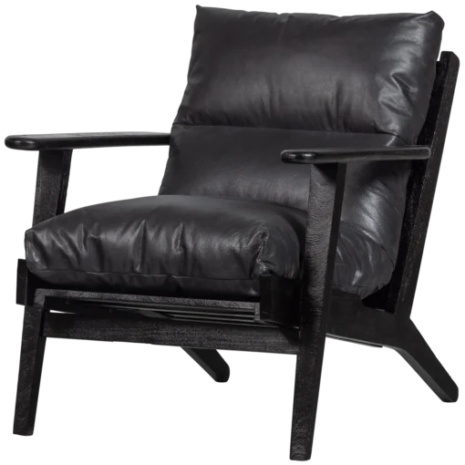 Houston fauteuil leer / hout zwart