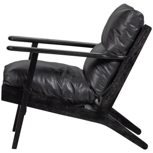 Houston fauteuil leer / hout zwart - Image 4