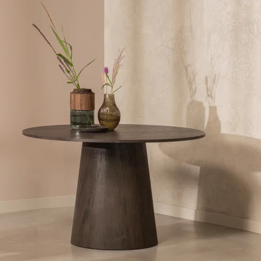 Maan eettafel rond mdf donker bruin 120 cm - Image 3