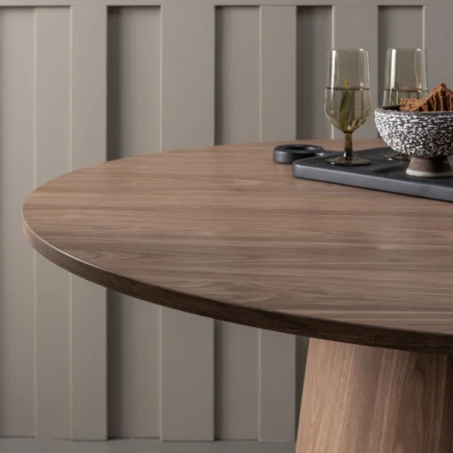 Maan eettafel rond mdf walnoot 120 cm - Image 3