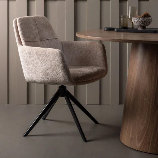 Maan eettafel rond mdf walnoot 120 cm - Image 2