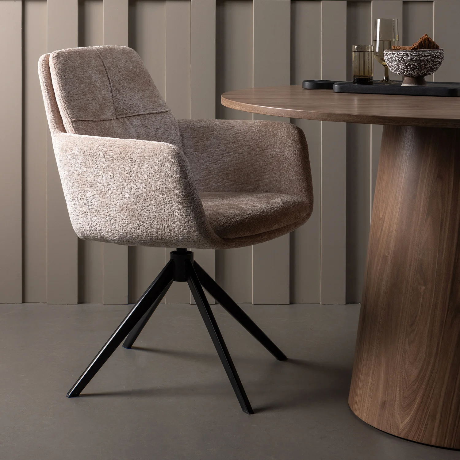 Maan eettafel rond mdf walnoot 120 cm - Image 2