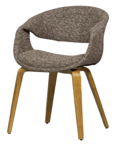 Yossi eetkamerstoel bruin met houten poot naturel
