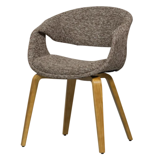 Yossi eetkamerstoel bruin met houten poot naturel