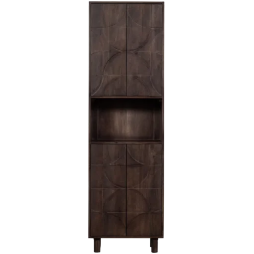 Draw 4-deurs opbergkast met open vak mango hout walnoot - Image 2