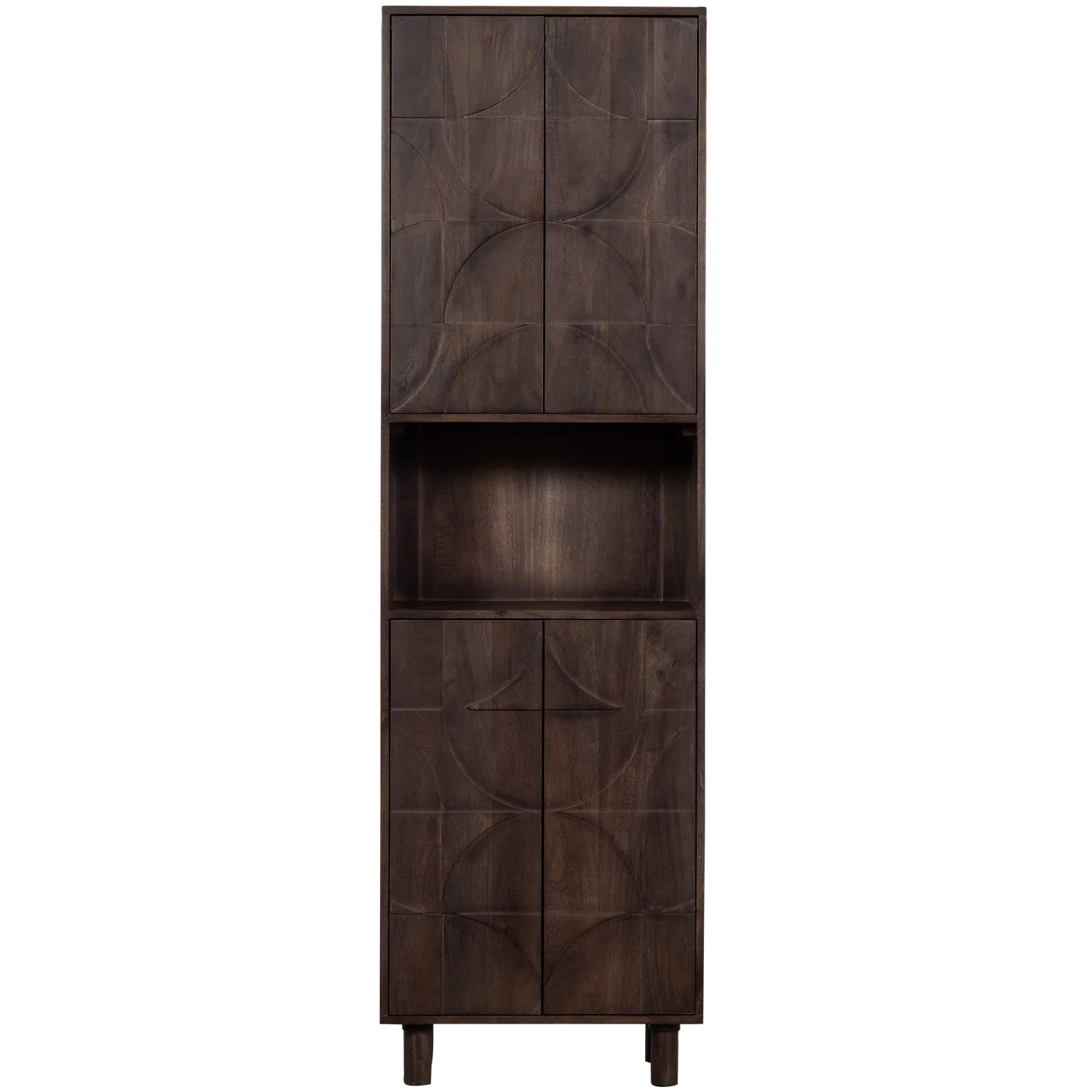 Draw 4-deurs opbergkast met open vak mango hout walnoot - Image 2