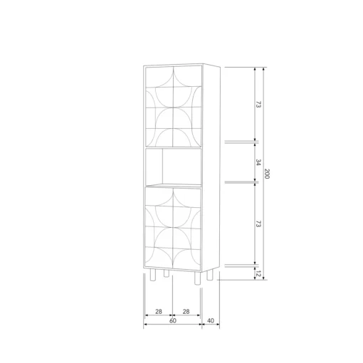 Draw 4-deurs opbergkast met open vak mango hout walnoot - Image 8