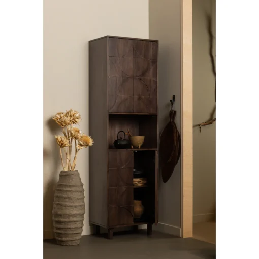 Draw 4-deurs opbergkast met open vak mango hout walnoot - Image 7