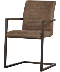 Bas eetkamerstoel leerlook taupe