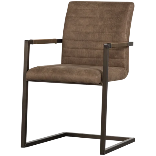 Bas eetkamerstoel leerlook taupe