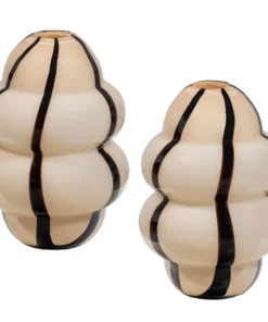 Kency vaas glas met streep naturel/zwart set v2