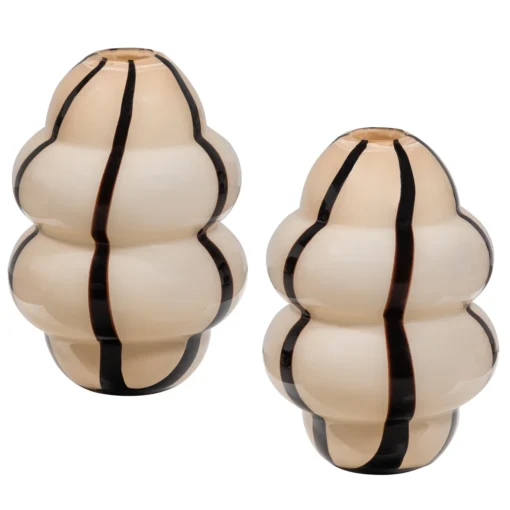 Kency vaas glas met streep naturel/zwart set v2