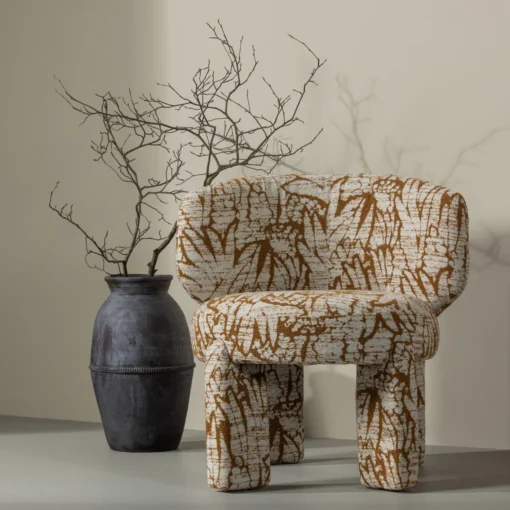 Upke fauteuil met dessin naturel/bruin - Image 2