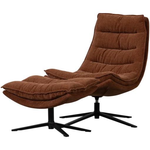 Kube draaifauteuil met hocker bruin