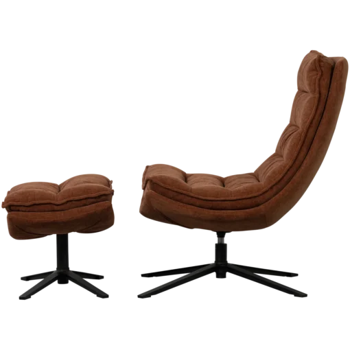 Kube draaifauteuil met hocker bruin - Image 5