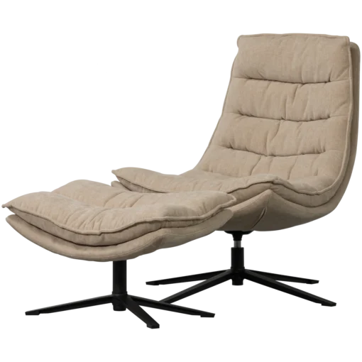Kube draaifauteuil met hocker naturel