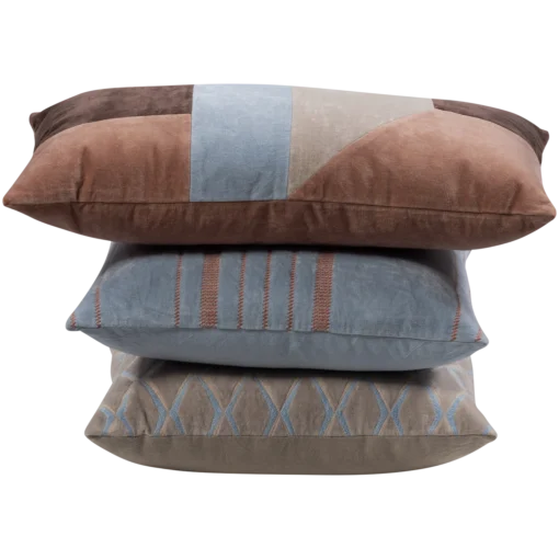 Laon kussens velvet naturel/blauw - set van 3 - Image 5