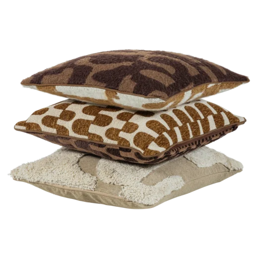 fayden kussens chenille bruin/naturel - set van 3