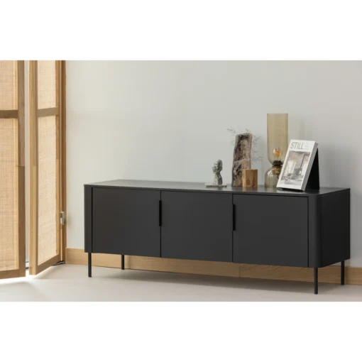 Gunnar tv meubel 154 cm grenen matzwart (FSC) - Image 3