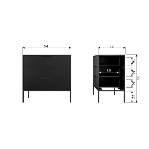 Adam ladekast grenen zwart (fsc) - Image 3