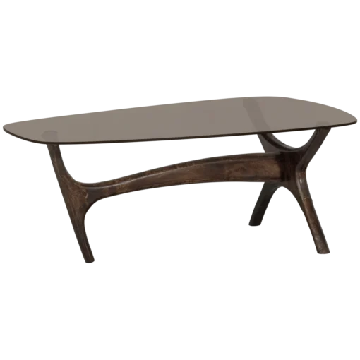 Flash salontafel mango hout/glas walnoot