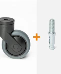 ScratchNoMore Design Zwenkwiel Zwart 75mm, schroefdraad stift m10 x 25mm