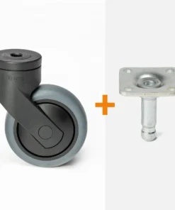 ScratchNoMore Design Zwenkwiel Zwart 75mm, stift met plaat 38 x 38 mm