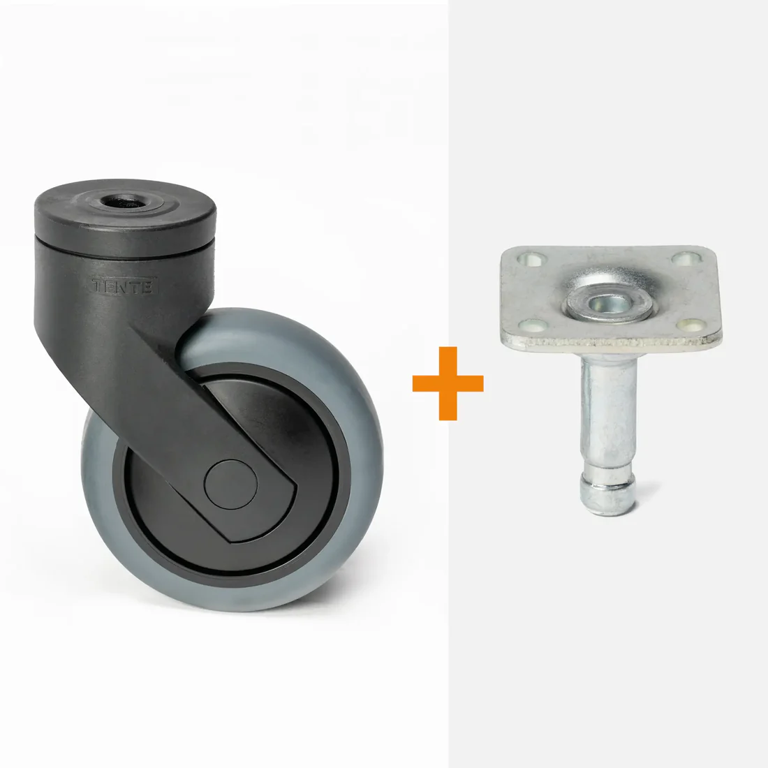 ScratchNoMore Design Zwenkwiel Zwart 75mm, stift met plaat 38 x 38 mm