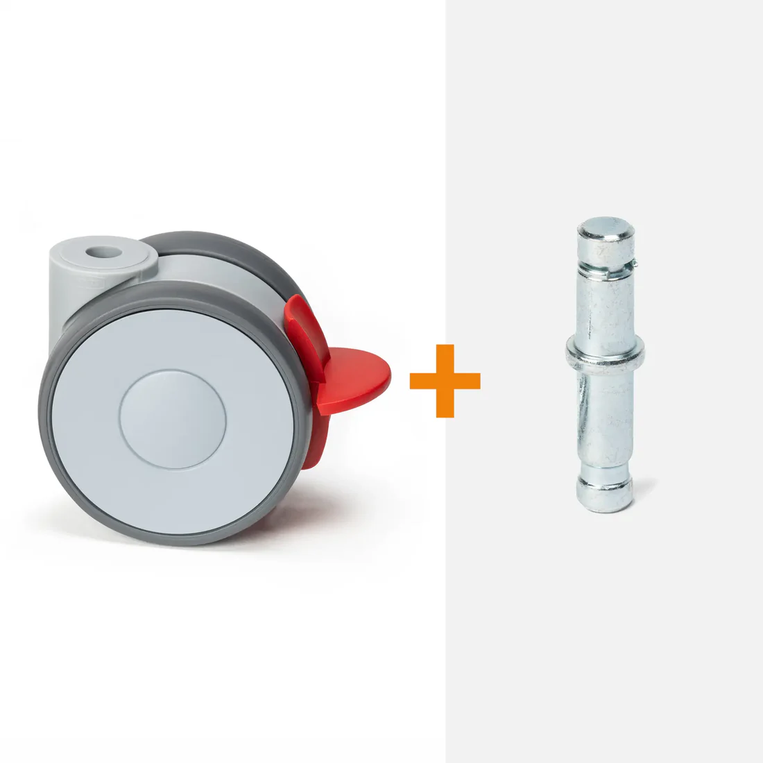 ScratchNoMore Design Zwenkwiel met rem 75 MM, stift met klemring 10 x 20 mm