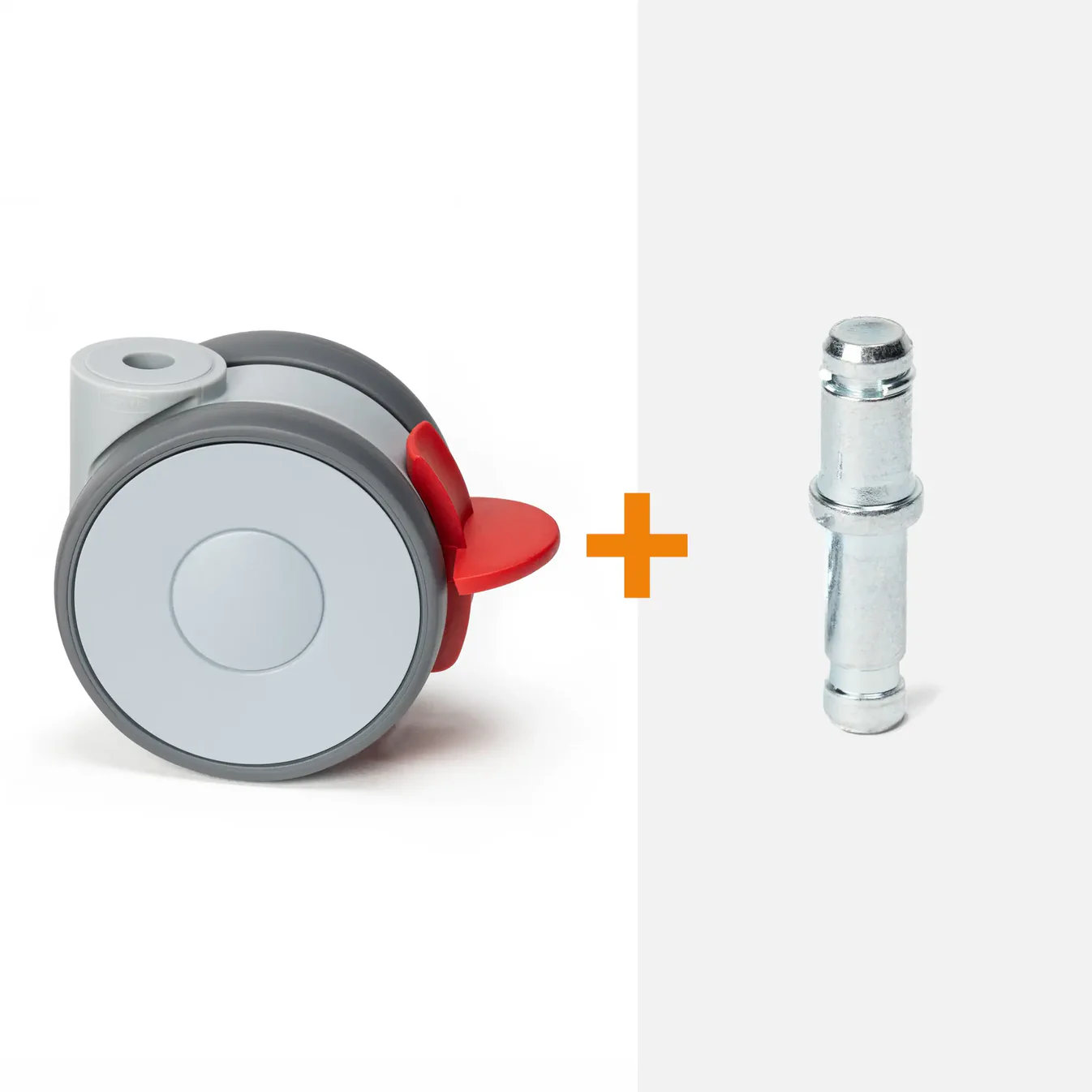 ScratchNoMore Design Zwenkwiel met rem 75 MM, stift met klemring 11 x 20 mm