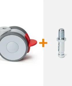 ScratchNoMore Design Zwenkwiel met rem 75 MM, schroefdraad stift M10 X 15mm