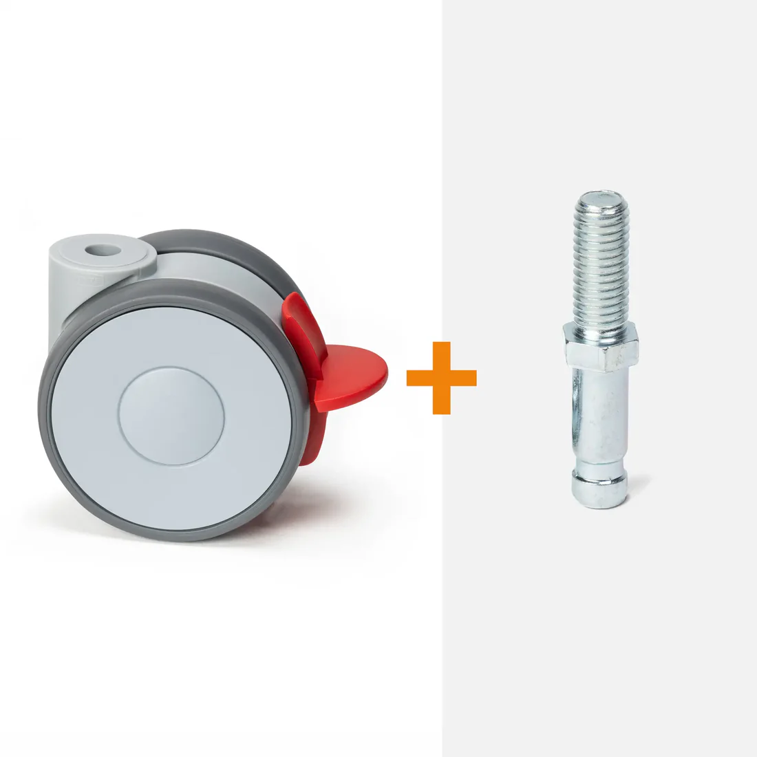 ScratchNoMore Design Zwenkwiel met rem 75 MM, schroefdraad stift M10 X 25mm