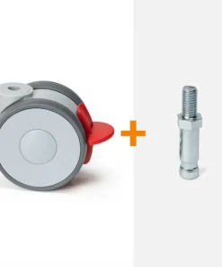 ScratchNoMore Design Zwenkwiel met rem 75 MM, schroefdraad stift M8 X 15mm