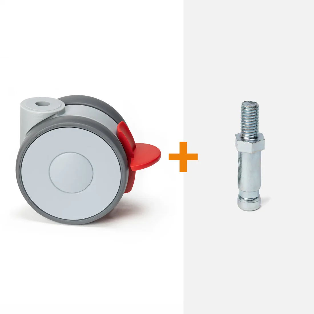 ScratchNoMore Design Zwenkwiel met rem 75 MM, schroefdraad stift M8 X 15mm