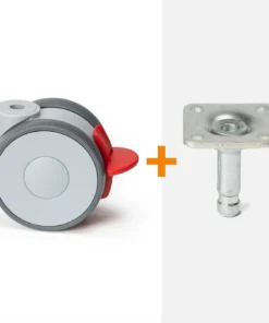 ScratchNoMore Design Zwenkwiel met rem 75 MM, stift met plaat 38 x 38 mm