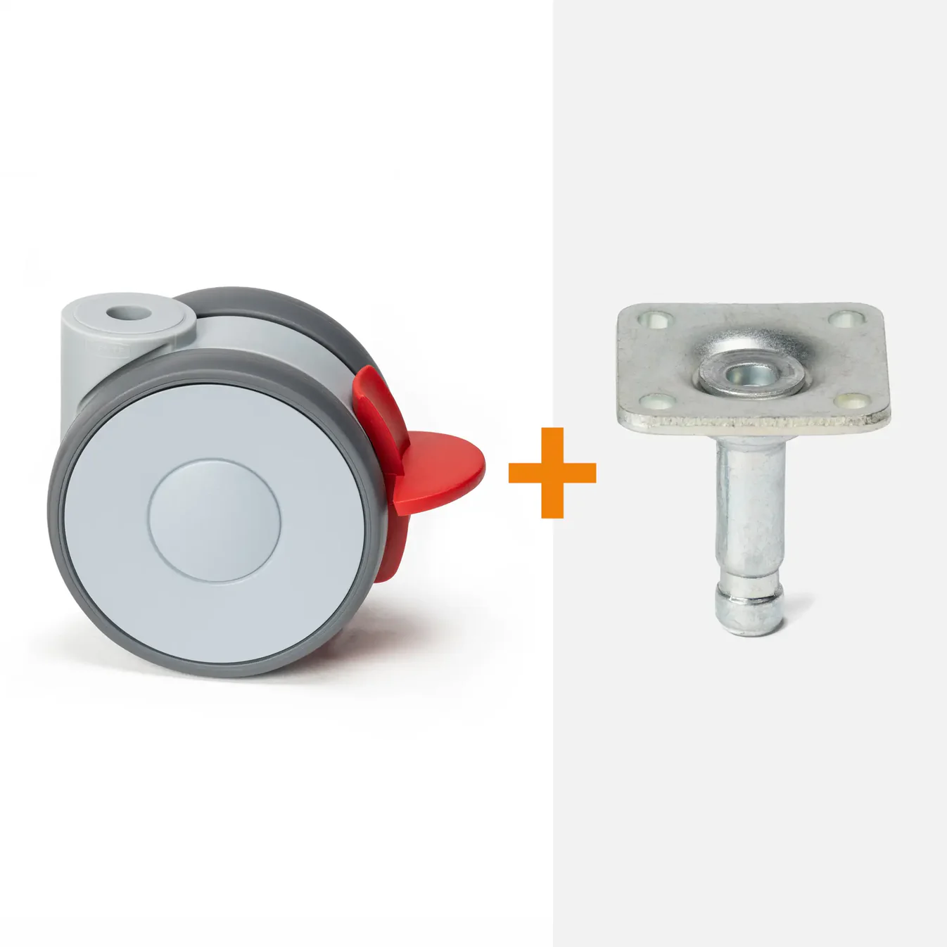 ScratchNoMore Design Zwenkwiel met rem 75 MM, stift met plaat 38 x 38 mm