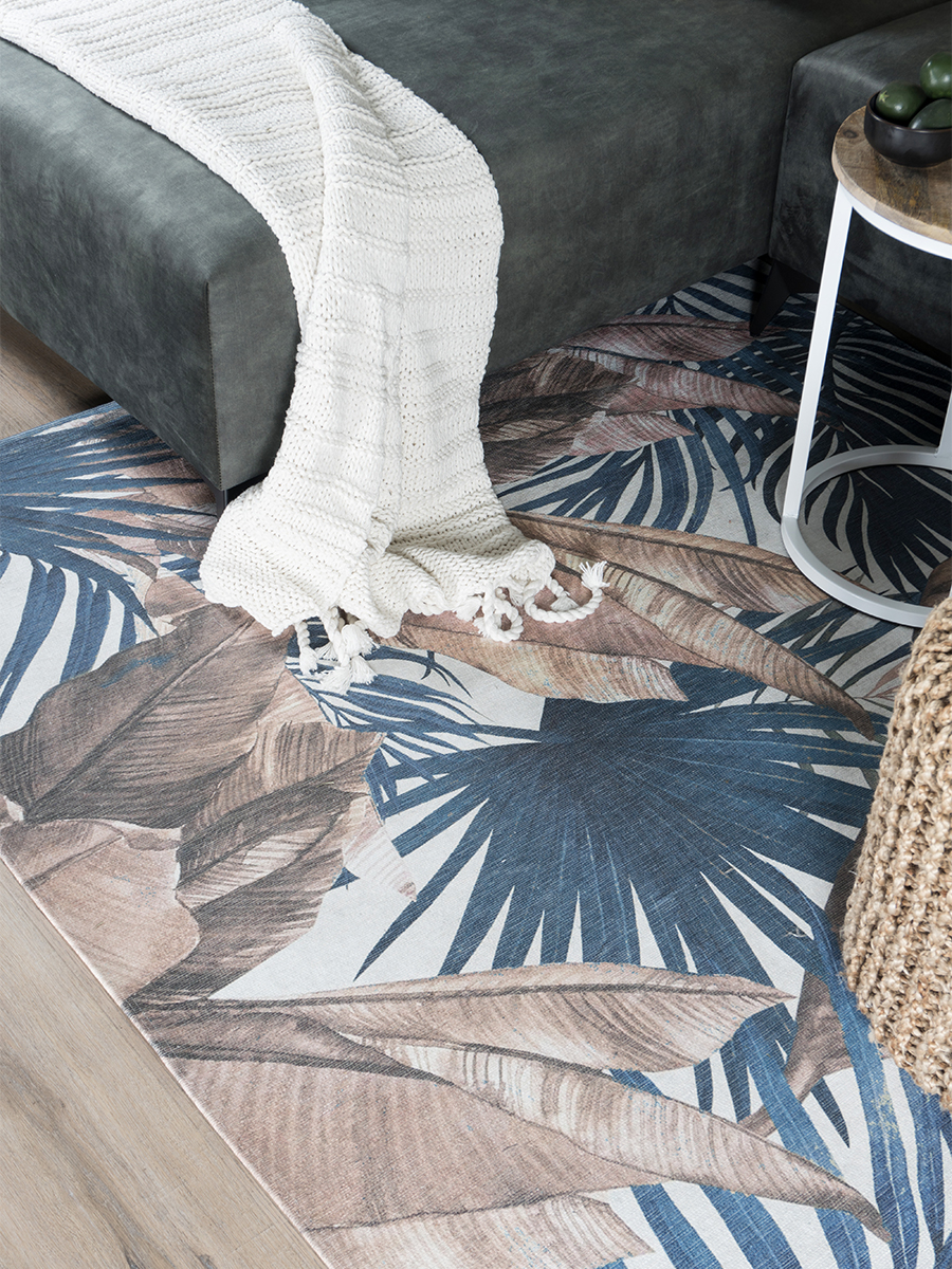 Vloerkleed Palm Blue 200 x 290 cm