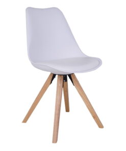 Bergen Eetkamerstoel - Eetkamerstoel, wit met natuurlijke poten (set van 2)