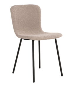Halden Eetkamerstoel - Eetkamerstoel, bouclé, beige, zwarte poten HN1233 (set van 2)