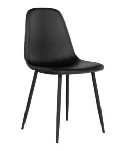 Stockholm Eetkamerstoel - Eetkamerstoel, PU-leer, zwart, zwarte poten HN1225 (set van 2)
