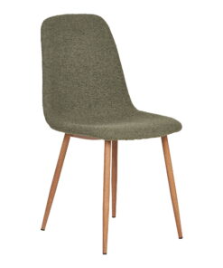 Stockholm Eetkamerstoel - Eetkamerstoel, bouclé, donkergroen, houtlookpoten HN1236 (set van 2)