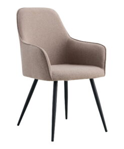 Harbo Eetkamerstoel - Eetkamerstoel, steenkleurig, zwarte poten HN1231 (set van 2)