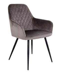 Harbo Eetkamerstoel - Eetkamerstoel, fluweel, champignon, zwarte poten HN1208 (set van 2)