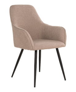Harbo Eetkamerstoel - Eetkamerstoel, bouclé, beige, zwarte poten HN1233 (set van 2)