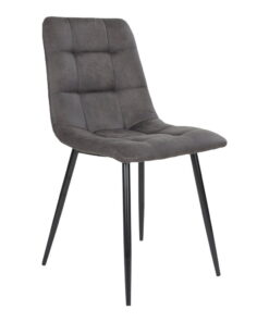 Middelfart Eetkamerstoel - Eetkamerstoel, microvezel, donkergrijs, zwarte poten HN1229 (set van 2)