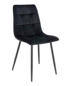 Middelfart Eetkamerstoel - Eetkamerstoel, fluweel, zwart, zwarte poten HN1207 (set van 2)